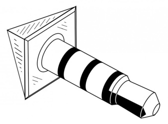 Устройство состоит из аудио штекера и пирамидального выступа